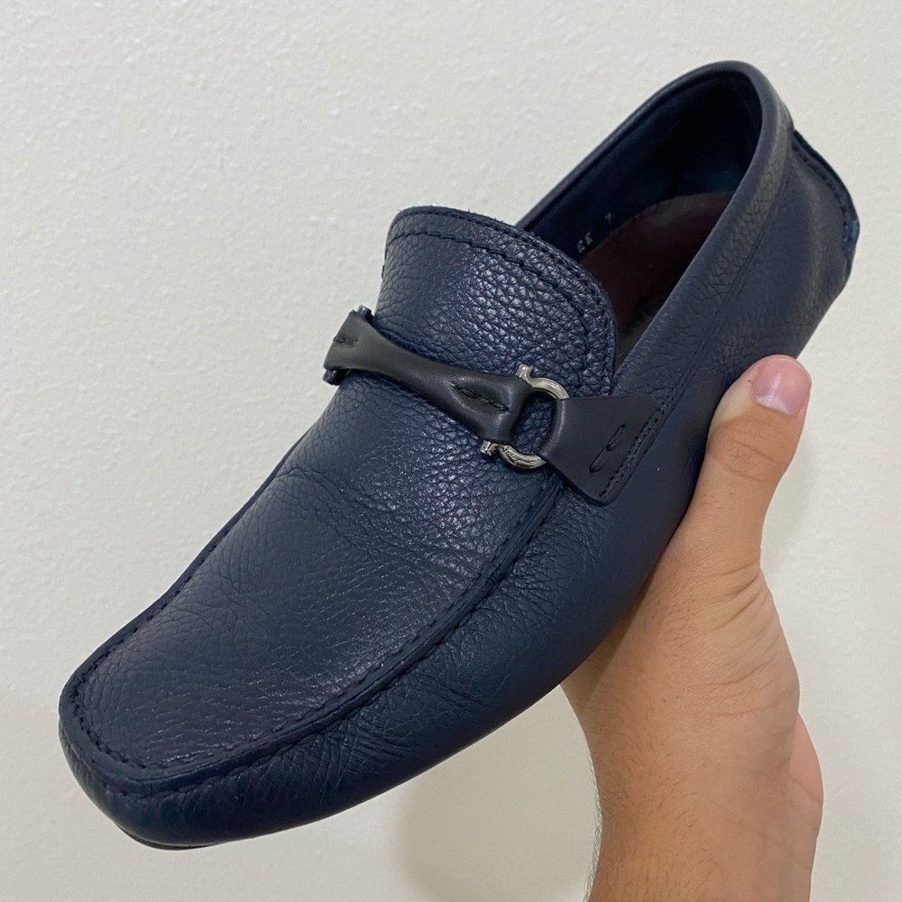 Salvatore Ferragamo “Granprix” Leather Navy Blue